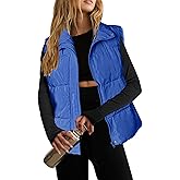Zeagoo Women Puffer Vest Lightweight Stand Collar Sleeveless Winter Warm Zip Up Padded Outerwear Jackets with Pockets S-XXL