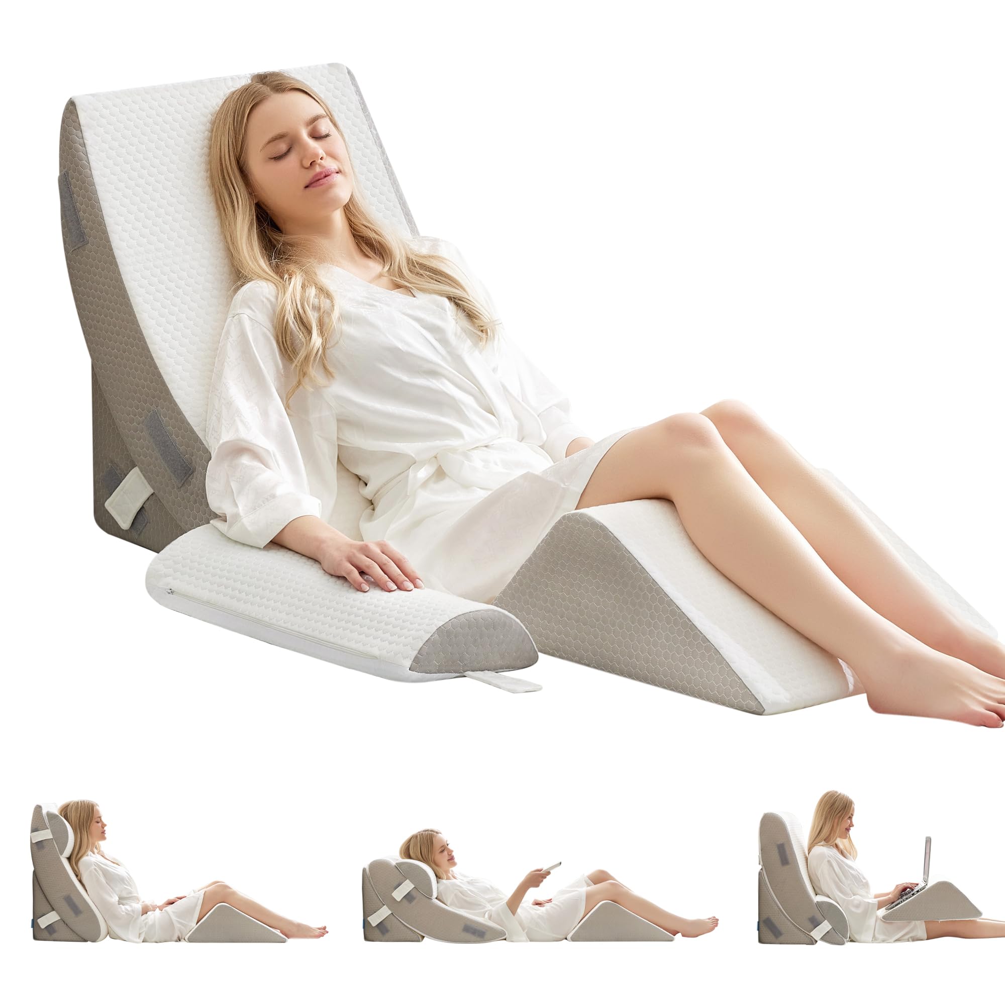 Photo 1 of ****** factory seal******BDEUS 4-PCS Orthopedic Bed Wedge Pillow Set for Post-Surgery Recovery & Pain Relief - Adjustable Foam Support Pillows for Back, Leg, Neck & Shoulder Pain. Triangle Body Wedges for Sleeping, Sitting Up