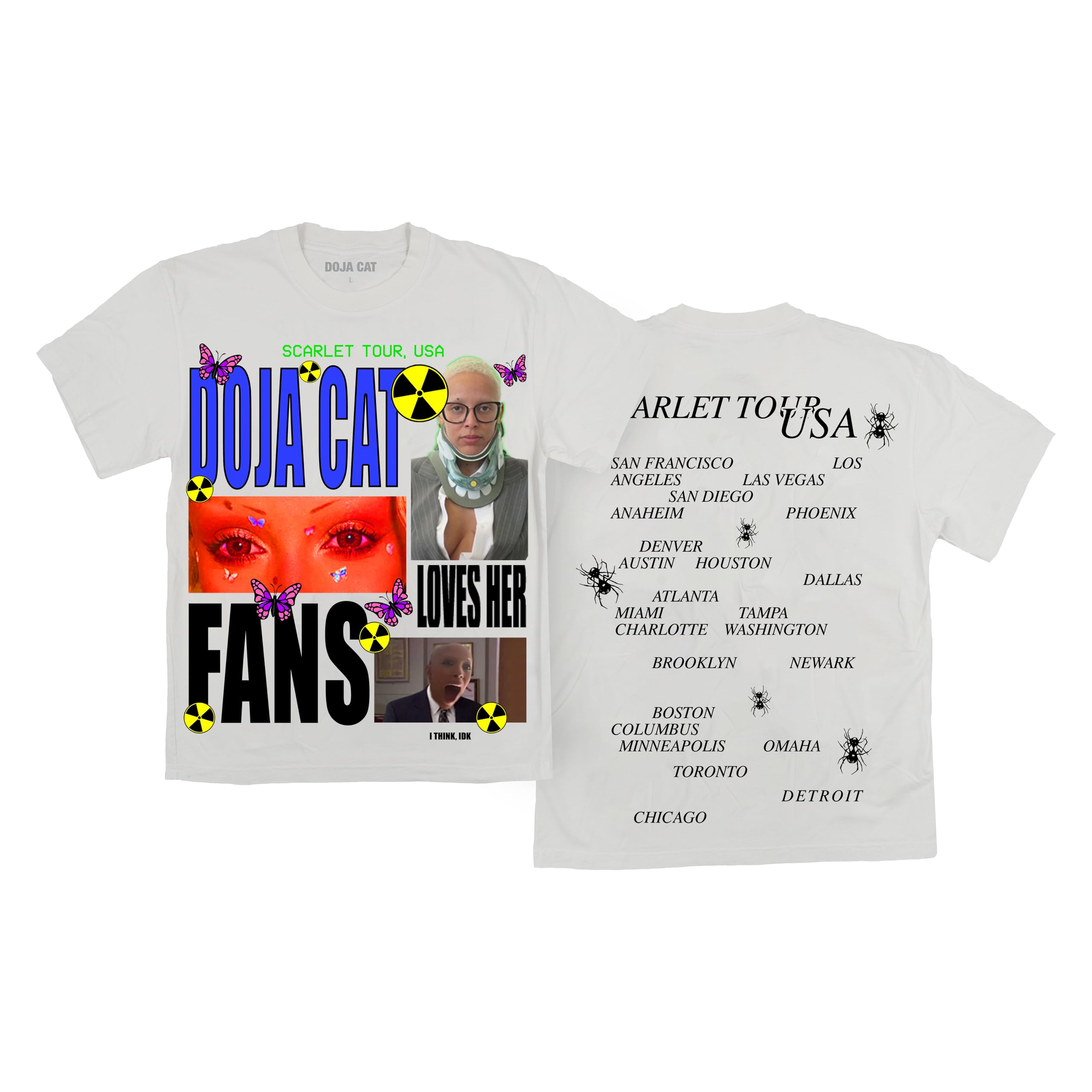Doja Cat Official The Scarlet Tour Merch Loves Her Fans Date Back Meme T-Shirt