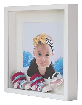 BD Art 28 x 28 cm Box 3D Bilderrahmen mit Passepartout 20 x 20 cm, Weiß