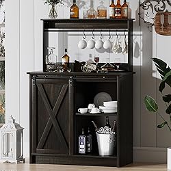 4ever2buy Farmhouse Coffee Bar with Hutch, 31 Inch
