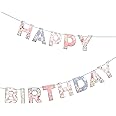 Meri Meri English Garden Birthday Banner (Pack of 1), 6' Party Banner Including Excess Cord, Meri Meri Garland Birthday Party Decorations, Reusable