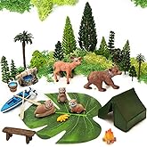 QuarenDen Miniature Garden Accessories, 32 Pcs, Forest Animal Figures with Model Trees Craft Grass for DIY Crafts, Micro Land
