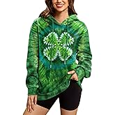 For G and PL Womens St Patricks Day Holiday Loose Fit Hoodie Irish Clover Oversized Crewneck Sweatshirt