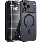 FNTCASE for iPhone 18 Pro Max Case/iPhone 17 Pro Max Case, Screen Protector | Fit for Magsafe, Camera Protection, Translucent Matte, 14FT Military Grade Drop Proof, Shockproof Phone Cover, Black
