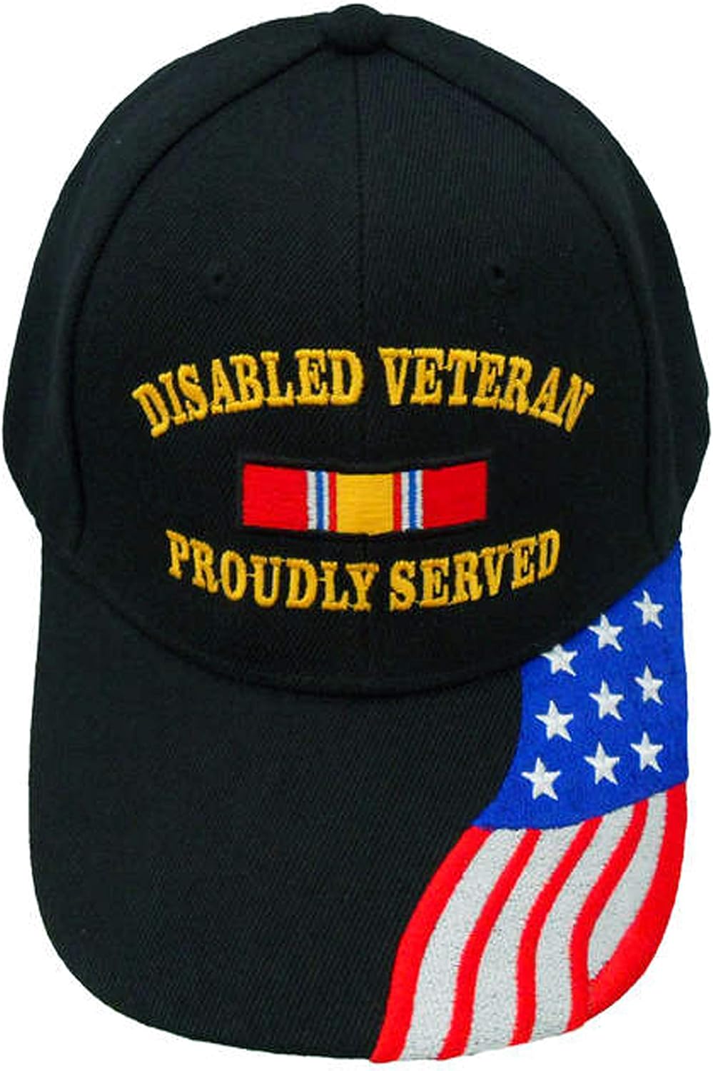 DISABLED VETERAN Cap/Hat w/Eagle & Flag Black Military Free shipping