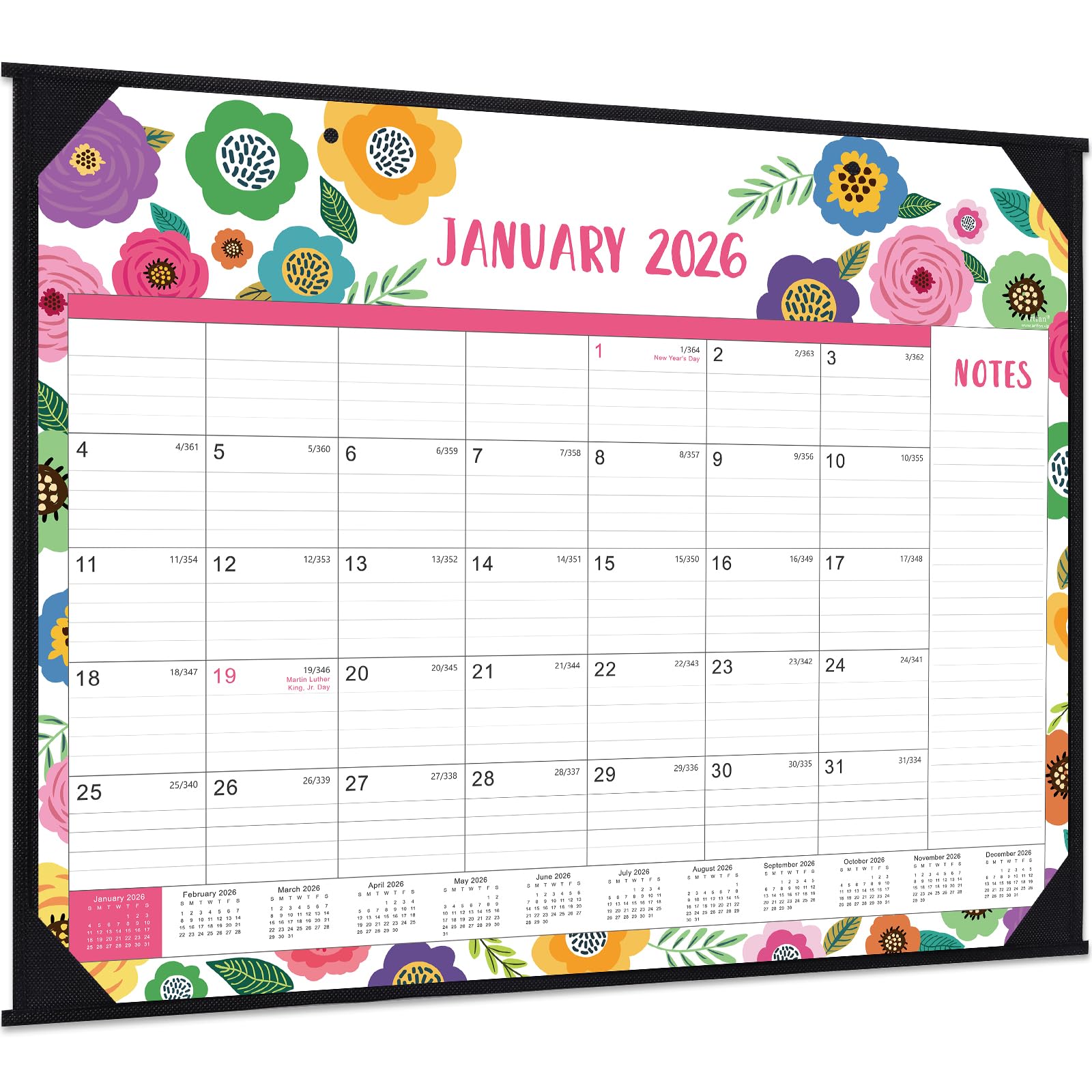 Photo 1 of 2026 Desk Calendar - Large Desk Calendar 2026, Jan. 2026 - Dec. 2026, 22" x 17", 2026 Calendar 12 Month with Corner Protectors, Desk Pad, To-Do List & Notes, Desk/Wall Calendar for Organizing - Colorful Floral