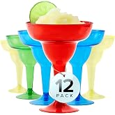 Stock Your Home Multicolor Plastic Margarita Glasses Disposable (Set of 12) Decorations for Cinco de Mayo Parties, Colorful Cocktail Cups for Tropical Party Supplies - Large 12 oz Hurricane Glasses