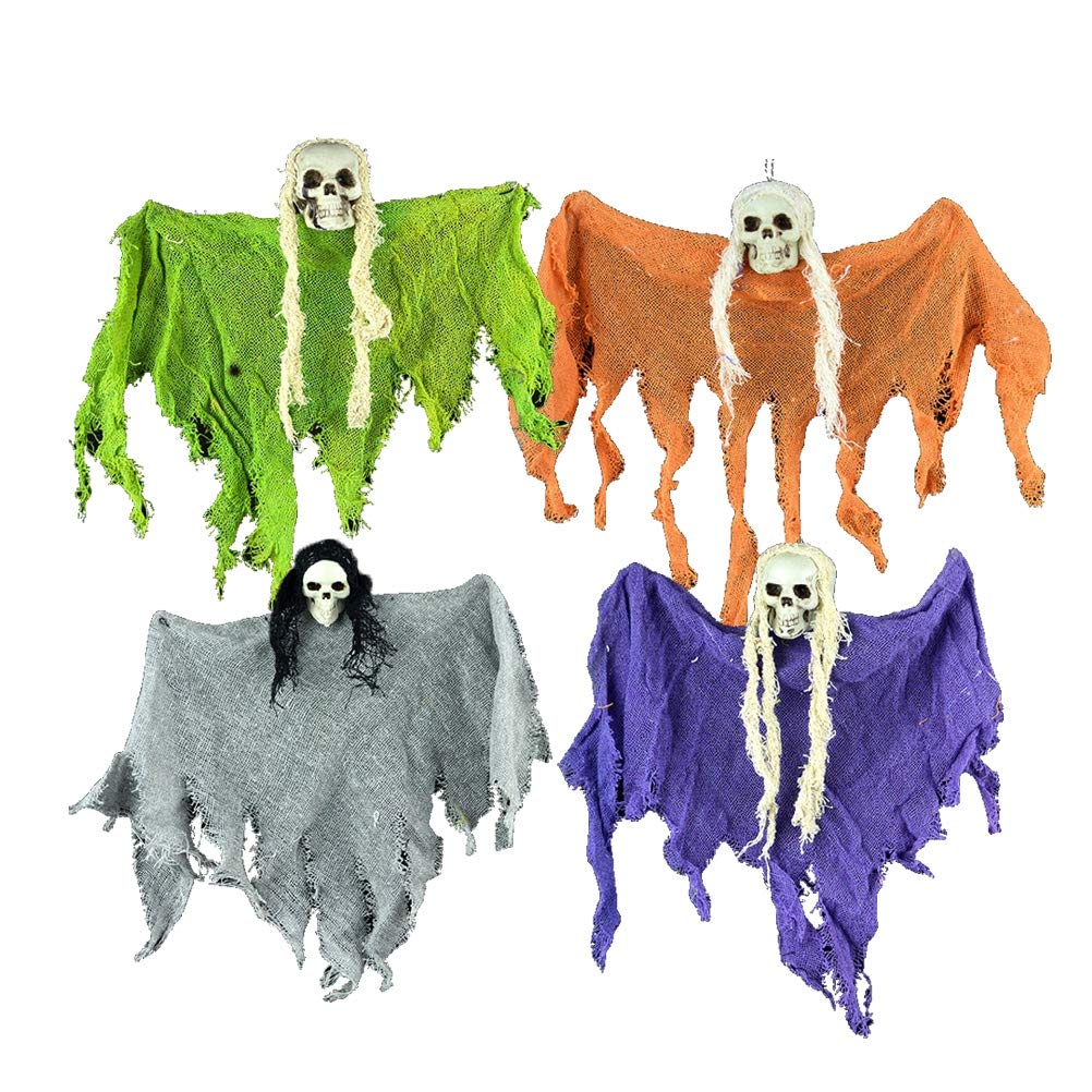 Toyvian 4pcs Halloween Hanging Decoration Little Ghost Hangings for Halloween for Decoration or Halloween Party Hanging Dolls(Purple + Blue + Grey + Orange)