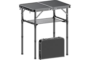 Folding Camping Table, 2 FT Folding Portable Camping Table, Outdoor&Indoor Picnic Table with 3 Adjustable Height Max 27.1",Li