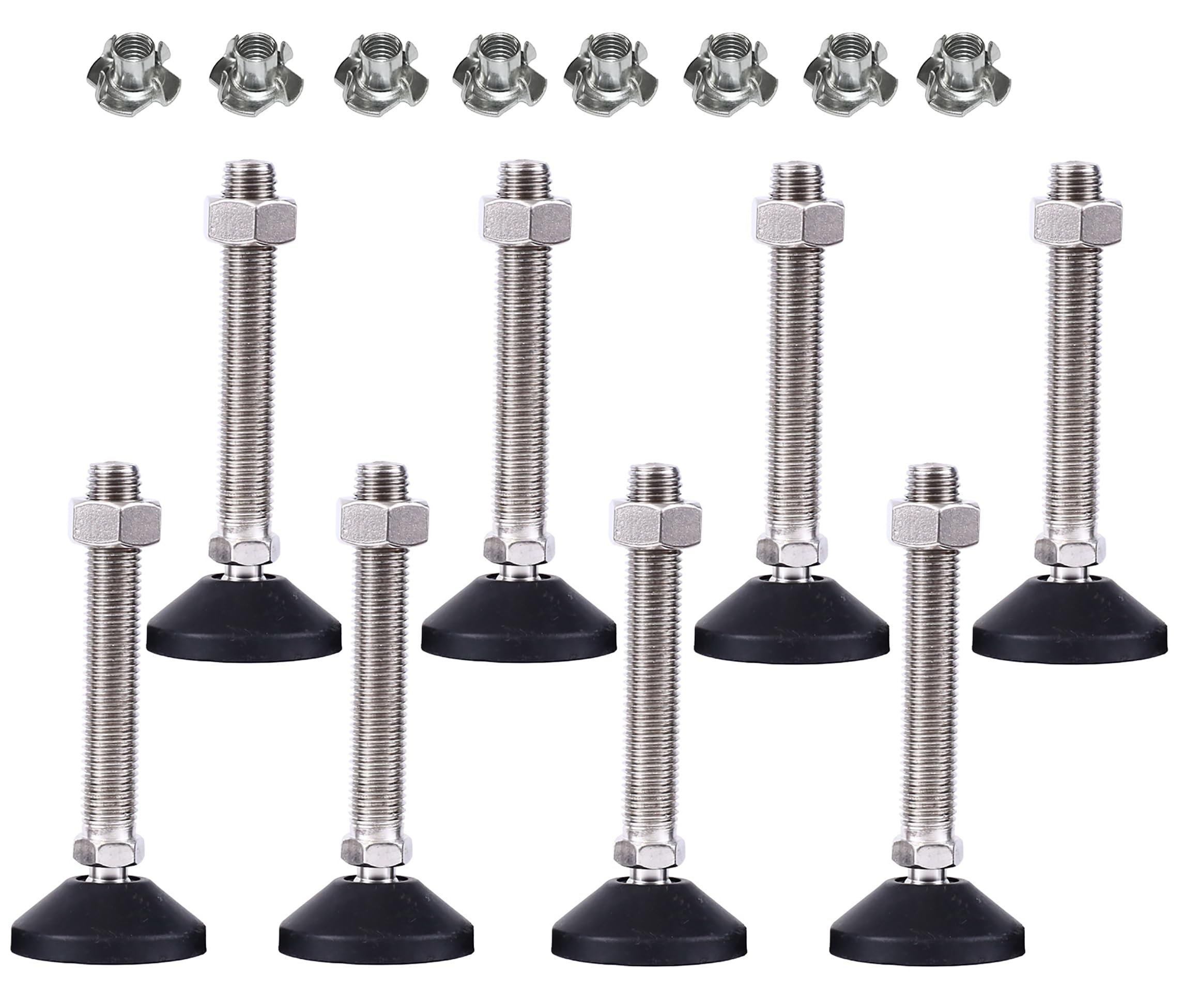 RHUAFET Set of 6 Adjustable Feet M8 x 40 mm Adjusting Screw M8, Furniture Foot Base Base Can Carry 400 kg Adjustable Feet Adjusting Screw Adjusting Base Maximum 15° Tilt (Pack of 8 - M10 x 100 mm)