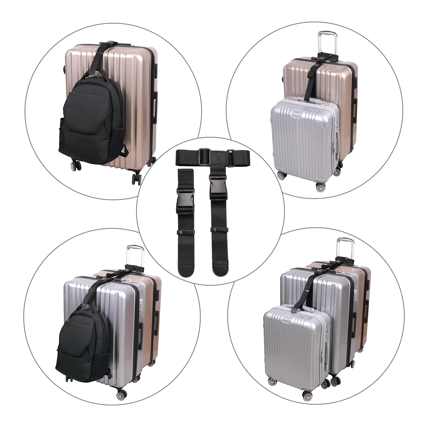 Vigorport Luggage Connector Straps, Add a Bag Suitcase Strap Belt, Luggage Clip Link, Multi Adjustable 1.5