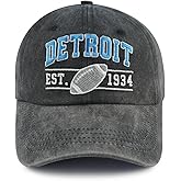 Terojnkl Embroidered City Football Hat for Men Women, Adjustable Unisex Cotton Fans Baseball Cap