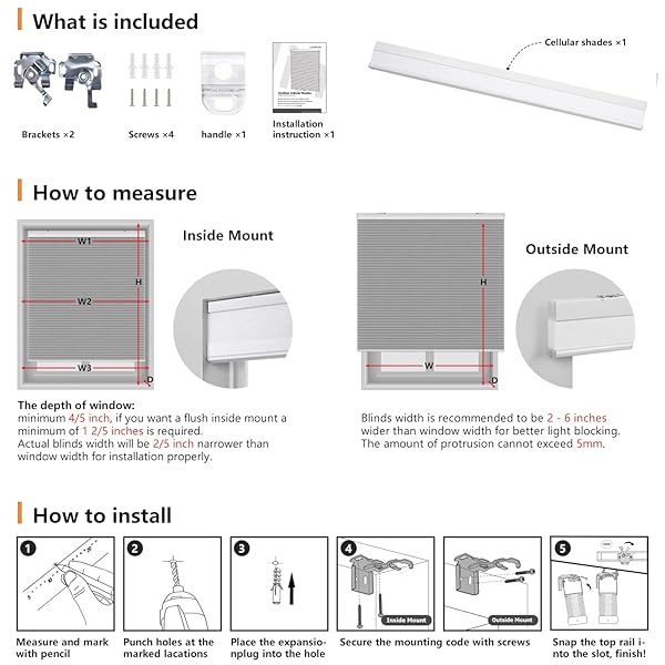LAZBLINDS CORDLESS CELLULAR SHADES, BLACKOUT PRIVACY HONEYCOMB SHADES FOR HOME, THERMAL INSULATION NOISE REDUCTION BLINDS FOR WINDOWS, 26” W X 64” H, WHITE