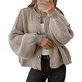 Saodimallsu Womens Oversized Cardigans Button Up Long Lantern Sleeve Chunky Knit Casual Soft Fall Sweater Coats