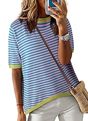 Dokotoo Summer Tops for Women Fashion Striped Shirt