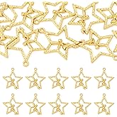 Beadthoven 10Pcs Star with Fairy Alloy Charms Lovely Angel Fairy Dangle Pendants Gold Metal Charms for Jewelry Making DIY Earring Necklace Keychain Home Party Decor