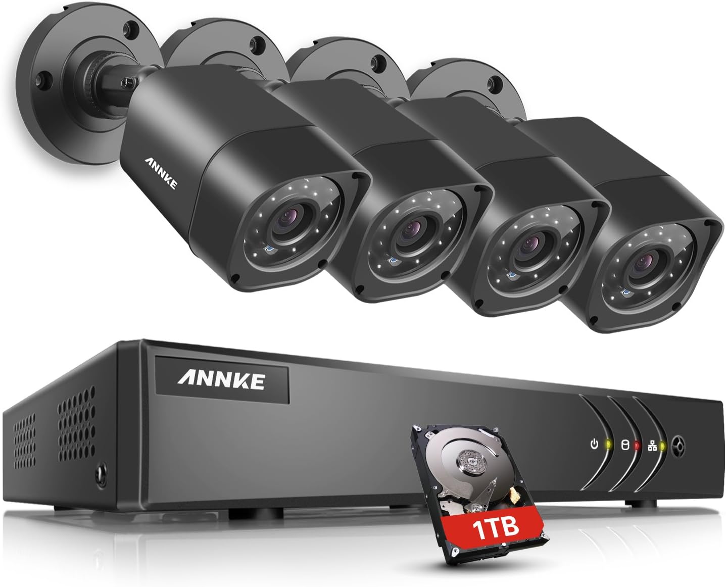 ANNKE Security Camera System 4CH 720P DVR with (4) 720P HiResolution Weatherproof