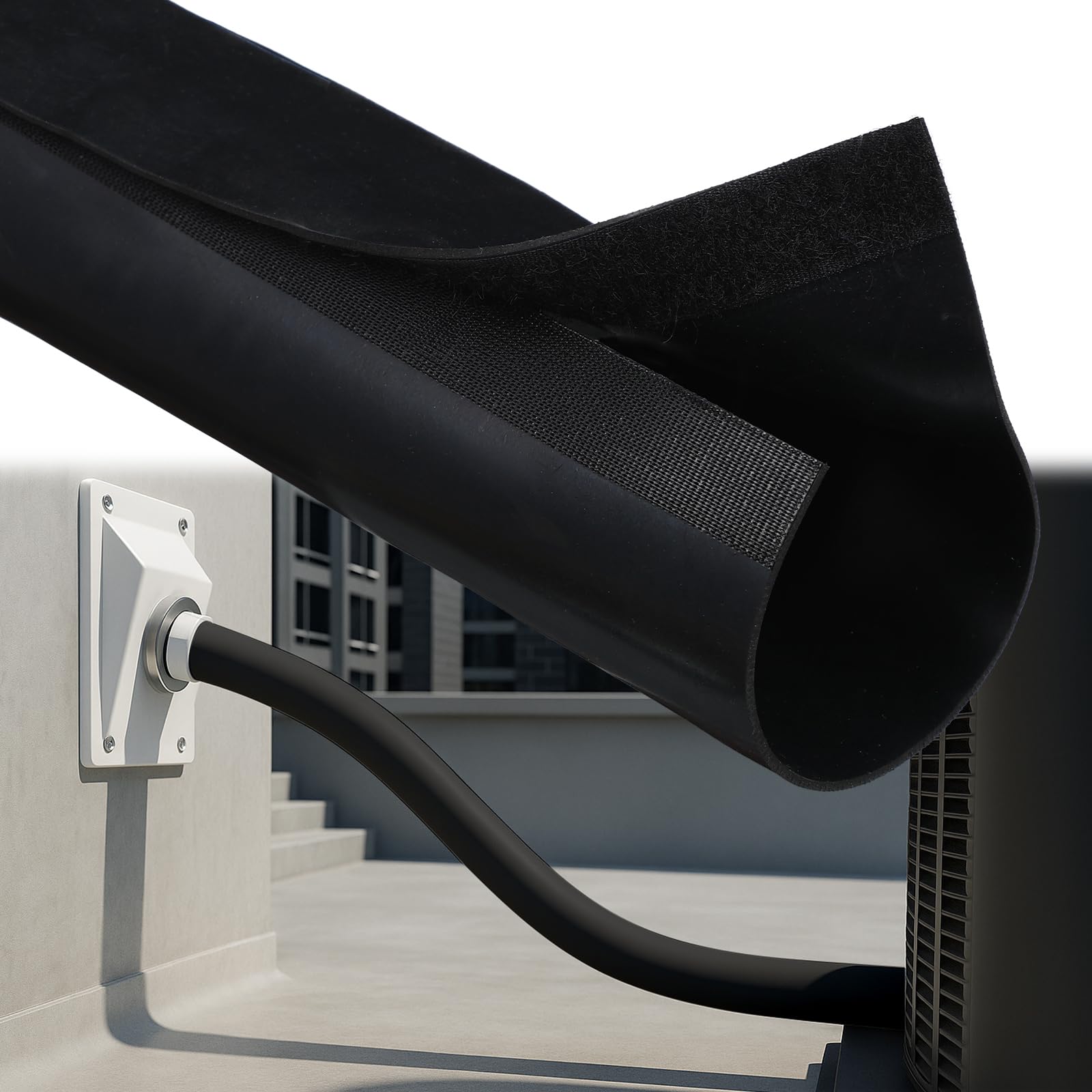 Photo 1 of Tellegloww HVAC Copper Pipe Insulation Cover, 72x10 Inch Rubber Outdoor Flex Ac Pipe Insulation Protection Covers and Outside HVAC Guard Copper Line Set for Central Air Conditioning Mini Splits