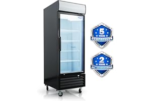 ORIKOOL 27" Commercial Merchandiser Freezer Upright, -8~-1℉, 23 Cu.ft, Glass Door Display Freezer, LED Top Panel, ETL & DOE