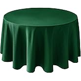 Biscaynebay Textured Fabric Round Christmas Table Cloths 108", Hunter Green Water Resistant Folding Table Covers for Dining, Kitchen, Wedding, Parties etc. Machine Washable
