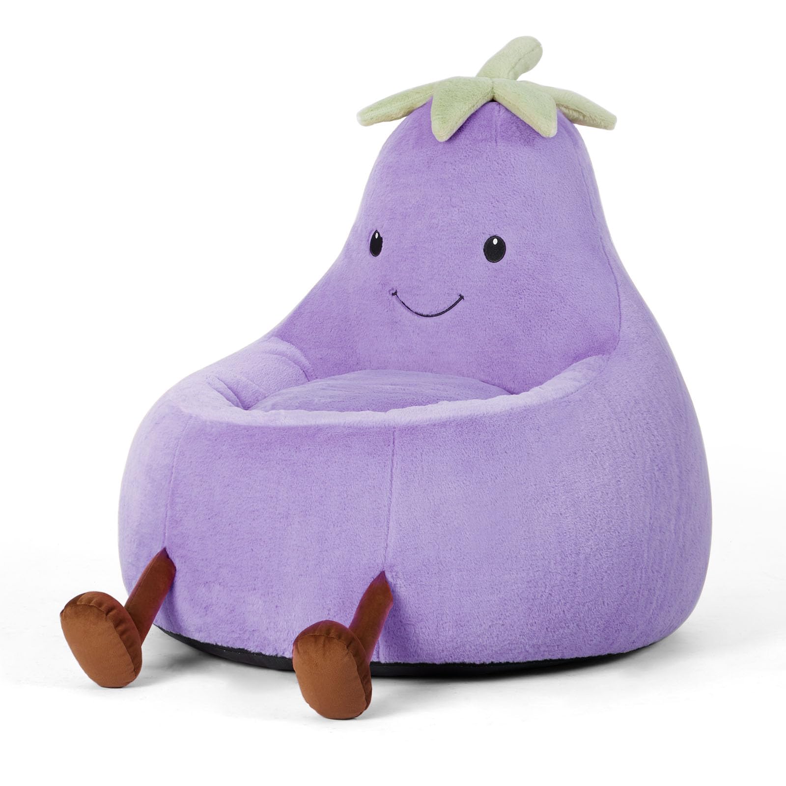 DUMOS Kids Bean Bag Chair, Stuffed Toddler Couch with Faux Rabbit Fur Cover for Teens & Kids, Comfy Lazy Sofa Chair for Reader, Living Room, Bedroom, Aged 4-12 Years, 24 Inch, Purple