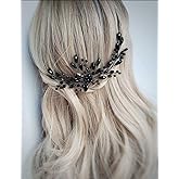Aimimier Bridal Black Crystal Hair Pins Classical Wedding Back Comb Prom Party Festival Hair Accessories for Women and Girls
