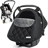 Orzbow Car Seat Cover Baby - Waterproof Carseat Cover for Doona Car Seat and Stroller, Breathable Winter Infant Carseat Canopy with Zipper Access, Rain and Wind Proof, Winter Baby Essentials, Black