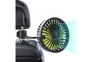 Dealswin USB Car Seat Fan for Backseat: Protable Car Cooling Fan for Car Rear Seat Baby Kids, 3 Speeds and 360 Degree Rotatable Car Rear Seat Headrest Fan for Sedan, SUV, RV, Van Strong Wind Car Fans