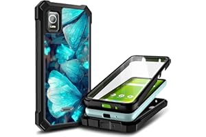 NZND Designed for Alcatel TCL 30Z (T602DL) Case, TCL 30 LE Phone Case with [Built-in Screen Protector], Full-Body Protective Shockproof Rugged Bumper Cover (Blue Butterfly)