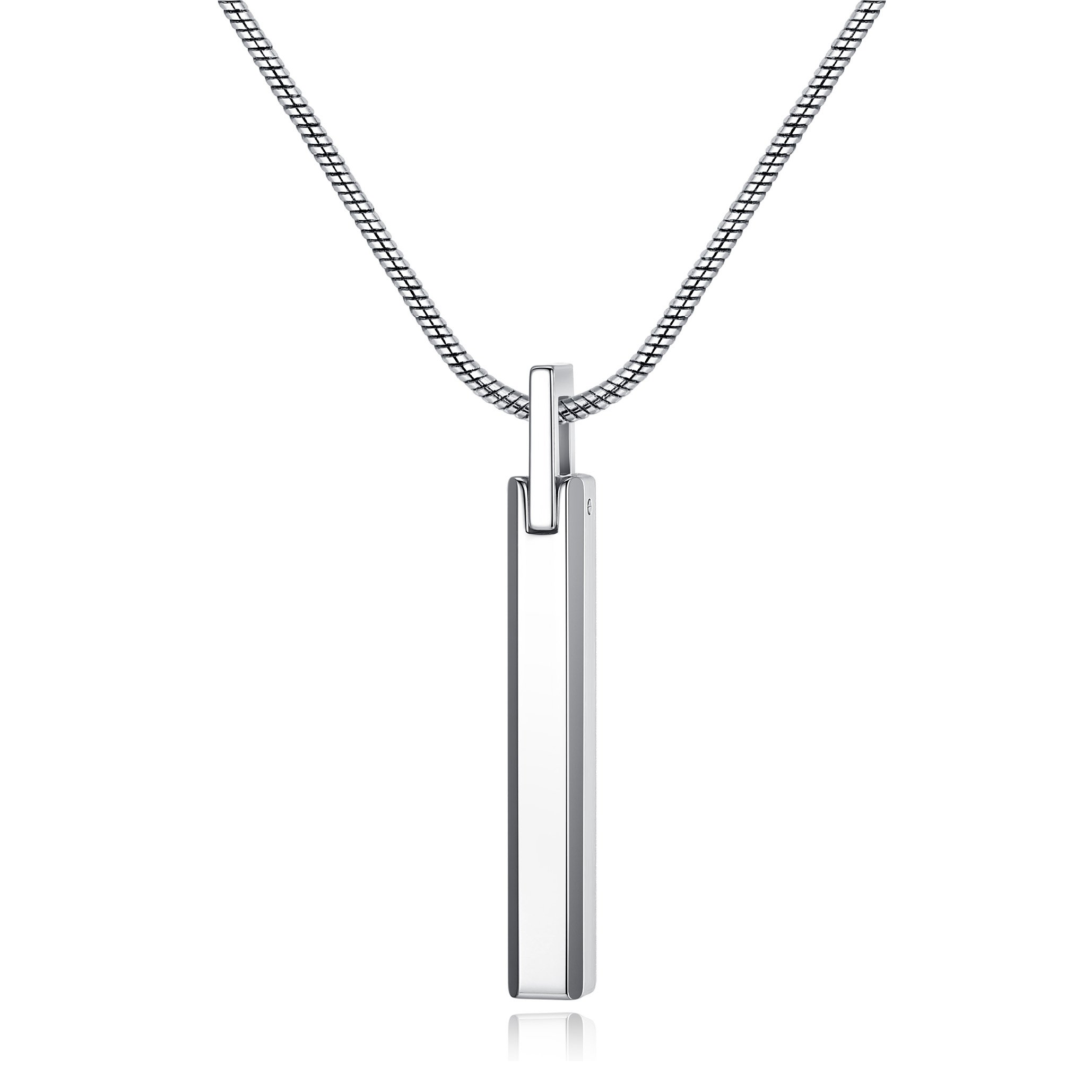 COAI Simple Bar Necklace Tungsten Steel Necklace for Men, Snake Chain Silver Necklace for Men 50cm