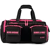 WOLFpak 30L Perfect Duffle Bag (Neon Pink) Tactical Gym Bag Hardshell Base 1000D Waterproof Travel Carry On with Shoe Compartment, Dual Cup Holders, Laptop Sleeve & Molle Straps
