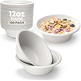 TaidMiao 12 oz paper bowl, microwave friendly and durable, biodegradable sugarcane fiber bowl for hot soups, salads, fruits, and parties, set of 100 disposable biodegradable bowls - white