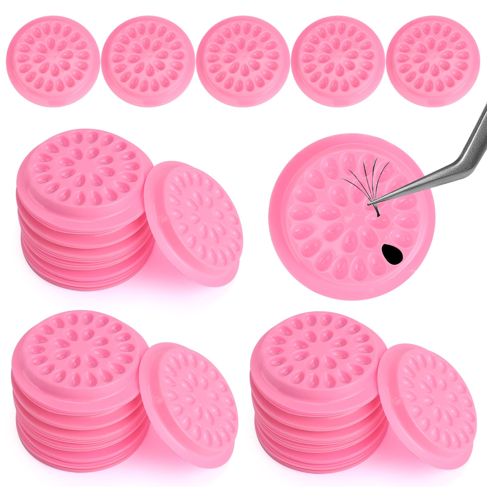 View 1 of 100 Pcs False Eyelash Glue Holders, Lash Trays, Disposable Lash Pads for Eyelash Extensions