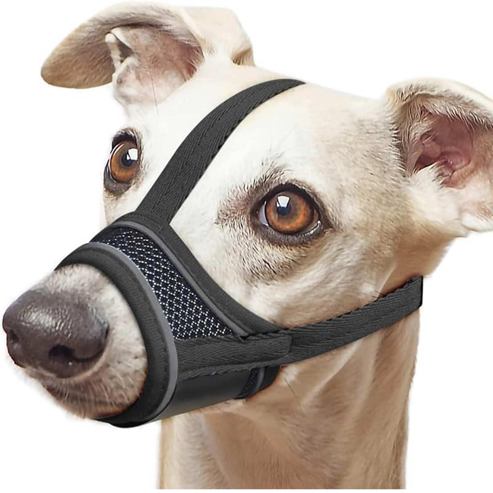 1 pcs Dog Muzzle, Soft Muzzle for Small Dogs,Mesh Muzzle for Dogs with Over-Head Strap,Breathable Dog Muzzle with Reflective & Adjustable Strap to Prevent Biting Chewing Barking (S)