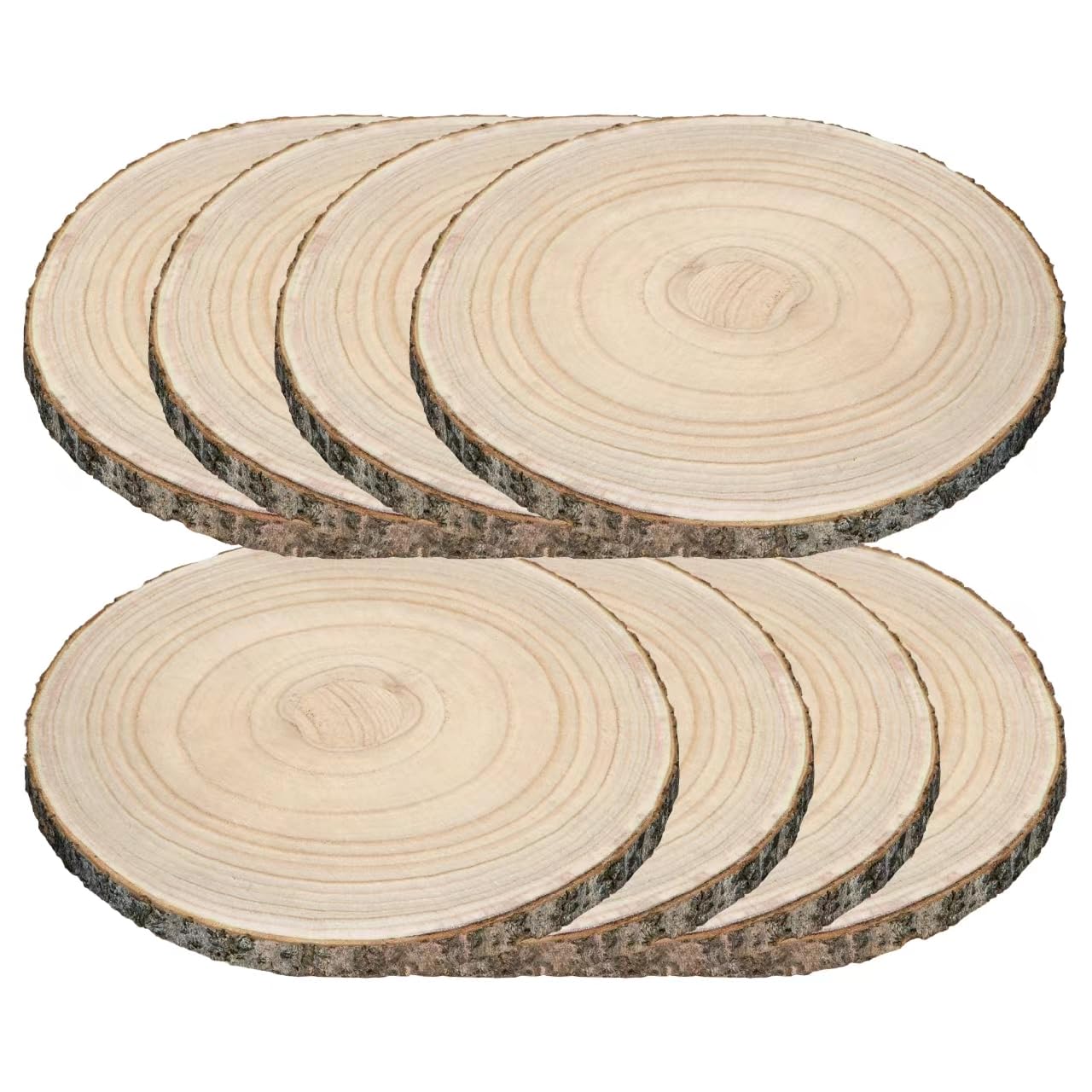 Photo 1 of 8 Pieces of 11-12Inches Wood Slices for Centerpieces,Wooden Slices for Table Top,Wooden Slabs for Crafts,Round Wood Splices for Wedding Table,Home Dinner Table,Etc.(11-12 inches)