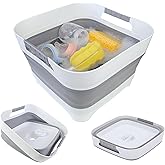 GIMWA Portable Camping Sink, Dish Tub for Outdoor Camp Sink Washing Bottles,Hands and Fruit,Foldable Wash Basin Gray JW1423GY