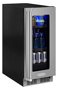 Marvel MP15BC4R 15" Wide 6-Bottle and 35-Can Built-in Beverage Center with LED L, Stainless Frame Glass Door