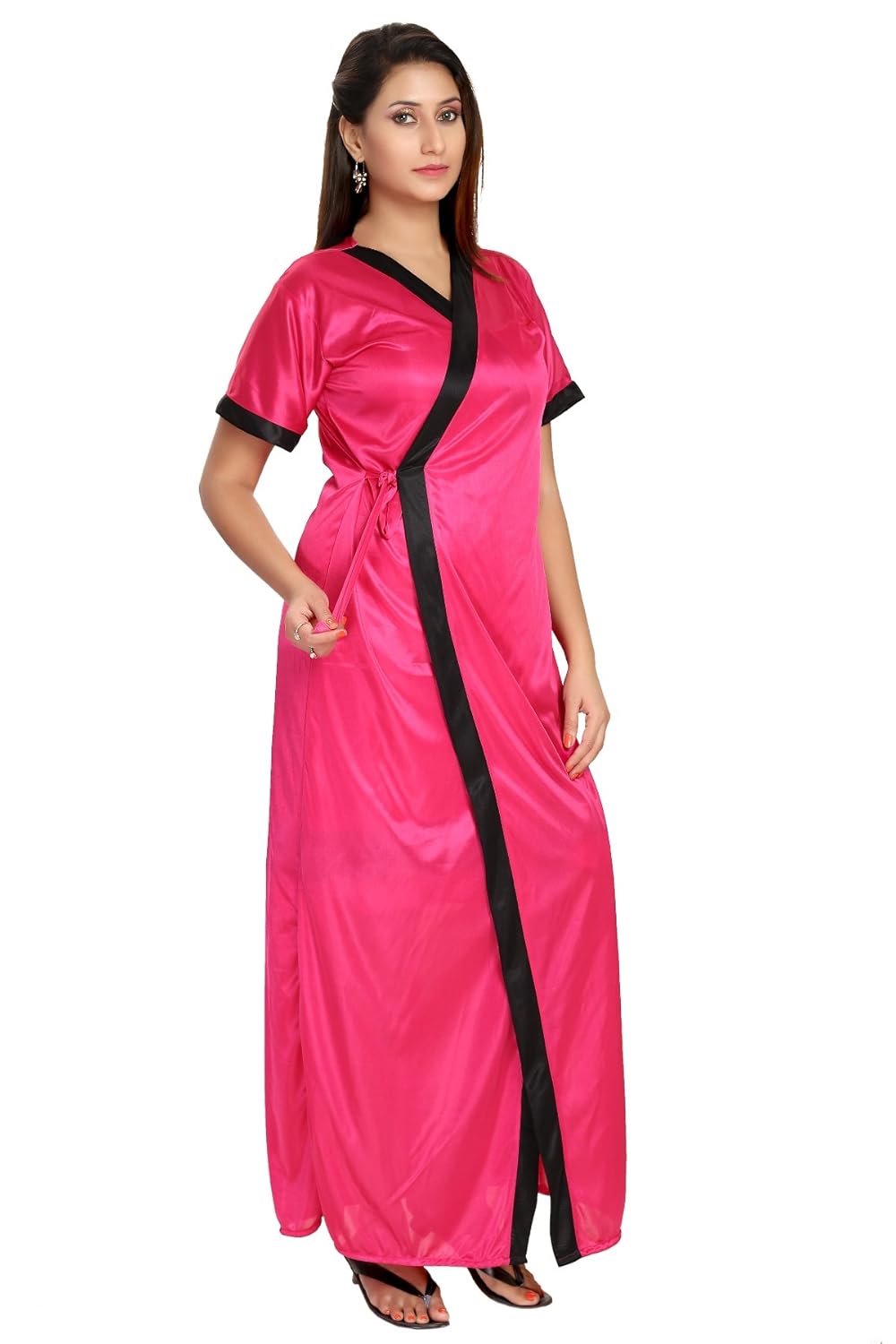 fashigo women's 2 piece satin nighty (free size)