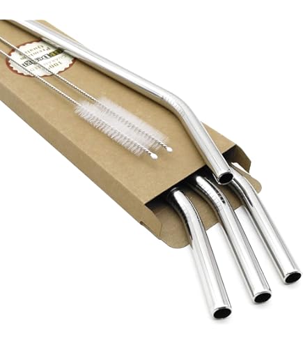 6 Pièces Pailles Droites Pailles Réutilisables En Acier Inoxydable 304