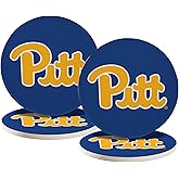 Desert Cactus University of Pittsburgh Circle Ceramic Coasters 4 Pack Panthers Pitt Absorbent Drink Coasters with Cork Backing (Design A)