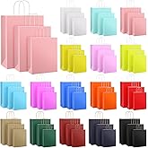 Kolldenn 96 Pcs Gift Paper Bags with Handles Bulk 16 Colors 3 Sizes (large/medium/small) Kraft Shopping Bag Various Sizes for Valentine's Day Christmas New Year Birthday Gift Wrapping Bags