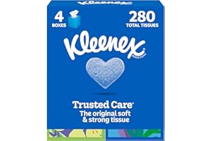 Kleenex Trusted Care Everyday Facial Tissues, 4 Cube boxes, 70 Tissues per Box (280 Count Total)