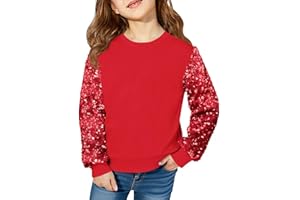 Haloumoning Girls Sequin Sweatshirt Kids Sparkle Long Sleeve Pullover Tops Fall Fashion Clothes 5-14 Years