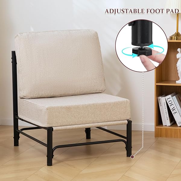 HOLLYHOME MID CENTURY MODERN ACCENT CHAIR, COMFY READING CHAIR WITH SOFT CUSHION, METAL FRAME FABRIC LARGE LAZY CHAIR, UPHOLSTERED LOUNGE SOFA CHAIRS FOR LIVING ROOM, BEDROOM, BALCONY, LIGHT CAMEL