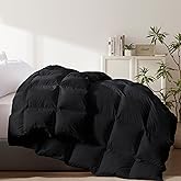 Cosybay Heavyweight King Size Feather Down Fiber Comforter - Fluffy Black Thicker Winter Duvet Insert, Ultra Soft 100% Cotton Cover, Luxury Hotel Bedding with Corner Tabs, 106"x90"