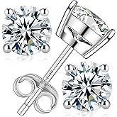 Tunzug Moissanite Stud Earrings DF Color Brilliant Round Cut Lab-Made Moissanite Earrings 18K Gold Plated 925 Sterling Silver Friction Base Stud Earrings for Men Women