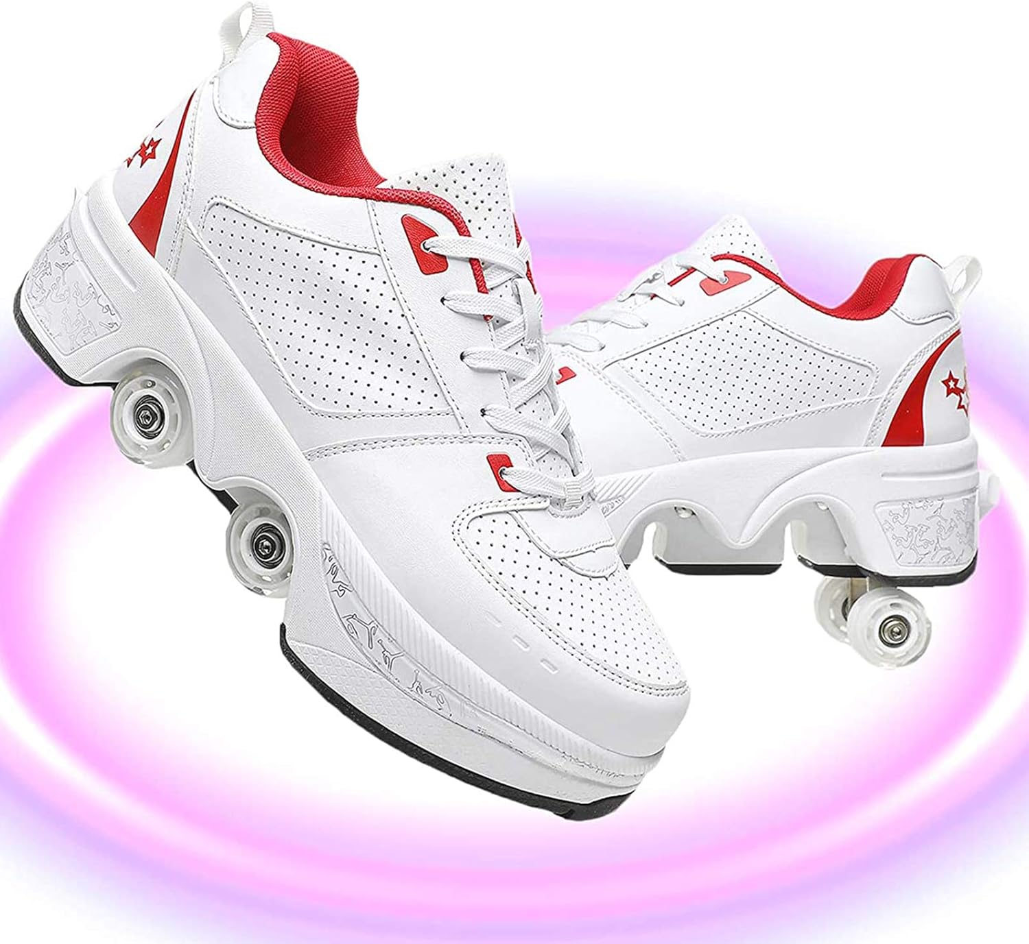 Schuhe Mit 2 Rollen Vorne Und Hinten Dytxe 2 in 1 Mehrzweckschuhe Schuhe Mit Rollen Skateboardschuhe, Inline