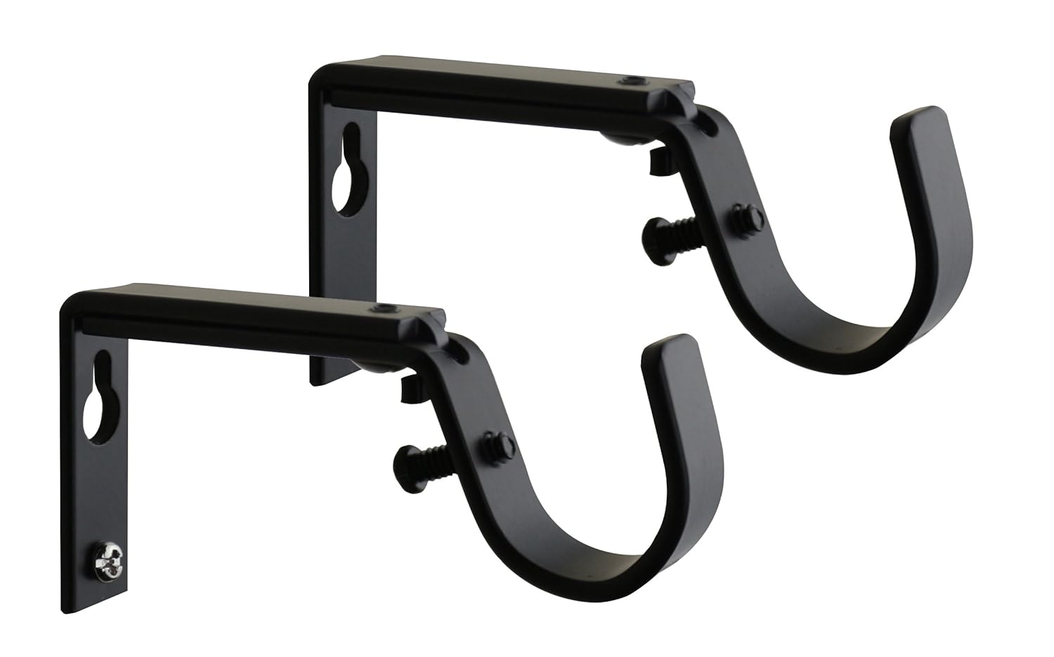 Meriville Set of 2 Black Curtain Drapery Rod Bracket for 1Inch Rod