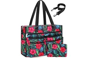 ITIEZY Utility Tote Bag, Large Tote Bag with 18 Pocket, Zipper Closure Teacher Bag with Compartment for Women Work College